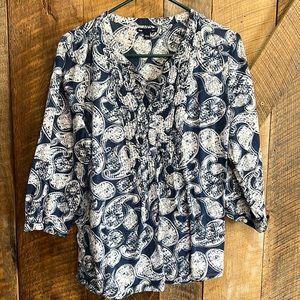 GAP - Blue and White Paisley Print Blouse size L